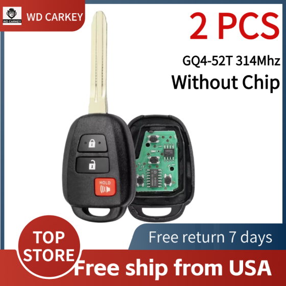 TOY 2+1 Buttons Rav4 Highlander Tacoma FCC ID: GQ4-52T 314Mhz (Without Chip)